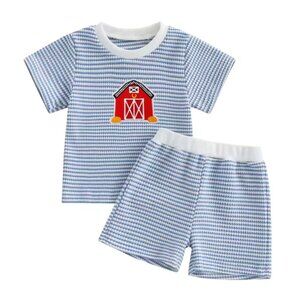 Farm outfit Boy Barnyard Second Birthday Chick fila Outfit Cow Shorts Shirt